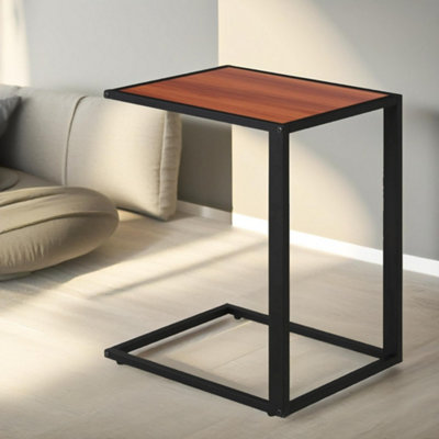 Pirlo Plush Side End Table C Shaped Walnut from B&Q