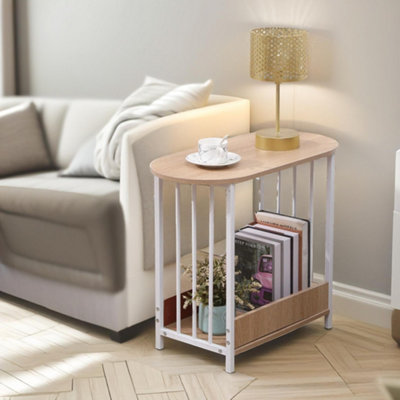 Pirlo Plush Unisex Light Oak 2 Tier Narrow Side Table Oak In - Image 3