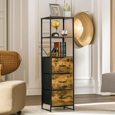 Pirlo Plush Industrial Storage Cabinet With 2 Open Shelves Rustic Brown from B&Q