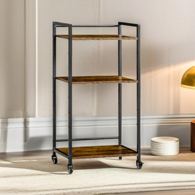 Pirlo Plush Unisex Brown Tier Printer Trolley With Lockable Wheels & Adjustable Shelves In Size 3 - Image 3