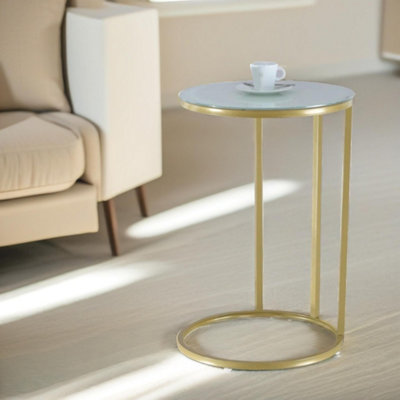 Rafaelo Mobilia Gold Round C Shaped Side Table - Image 3