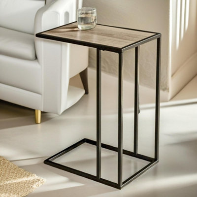 Pirlo Plush Industrial C-Shaped Sofa End Table Brown from B&Q