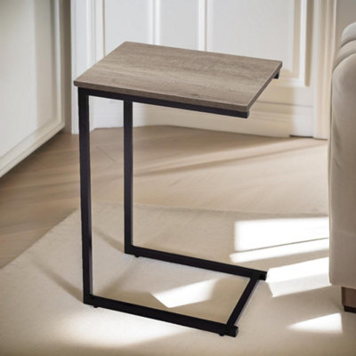 Pirlo Plush 60Cm Tall Industrial C-Shaped Sofa End Table Brown