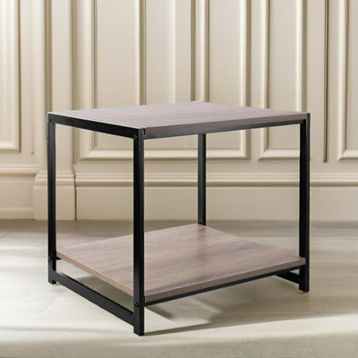 Pirlo Plush Industrial 2 Tier Side Table Rustic from B&Q