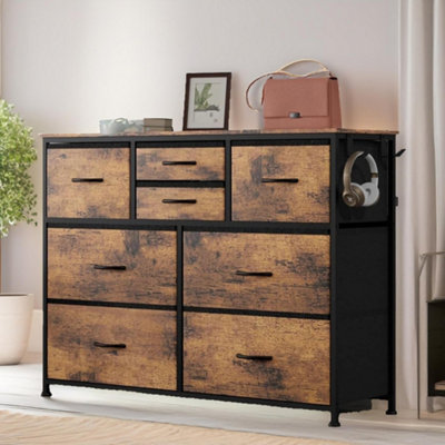 Rafaelo Mobilia Brown Bedroom Chest With 8 Fabric Drawers Rustic - Image 3