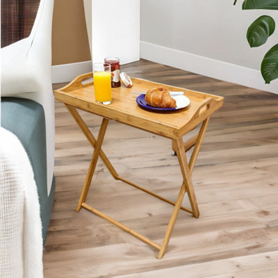 Pirlo Plush Bamboo Folding Side Table With Detachable Serving Tray from B&Q