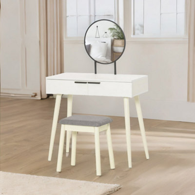 Pirlo Plush Dressing Table With Mirror And Cushioned Stool from B&Q