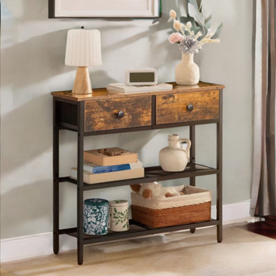 Pirlo Plush Industrial Console Table With 2 Non-Woven Drawers Hallway Furniture from B&Q