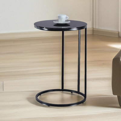 B&Q -  C Shaped Side Table Chrome Black Living Room Furniture