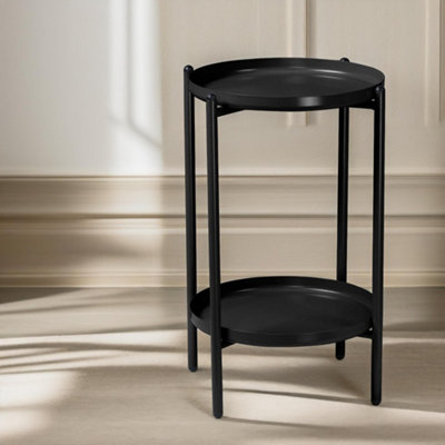 Rafaelo Mobilia Black 2 Tier Round Metal Coffee Table - Image 3