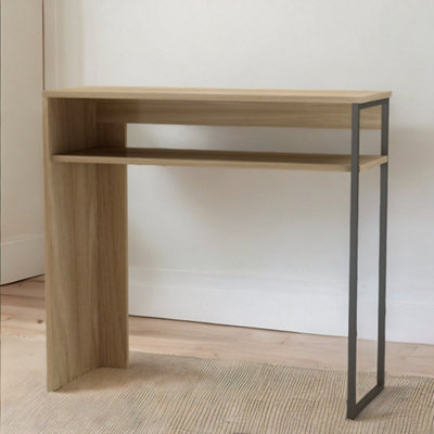 Pirlo Plush 2 Tier Console Table With Steel Frame Hallway Furniture Oak from B&Q