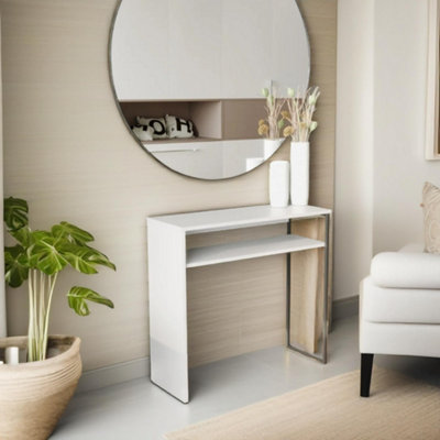 Pirlo Plush 2 Tier Console Table With Steel Frame Hallway Furniture White from B&Q