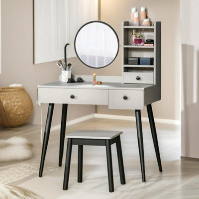 B&Q -  Dressing Table With Mirror And Stool Grey