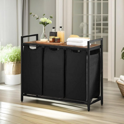 Pirlo Plush Industrial 3 Compartment Laundry Basket With Removeable Bags from B&Q