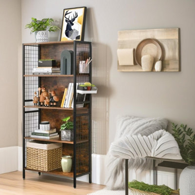 Pirlo Plush 4 Tier Industrial Storage Shelf Living Room Bedroom Rustic Furniture from B&Q