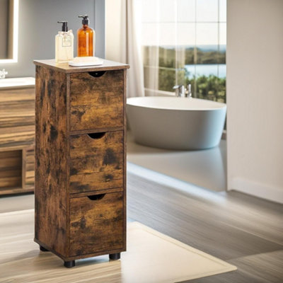 Pirlo Plush Industrial 3 Drawer Storage Unit Rustic Brown from B&Q