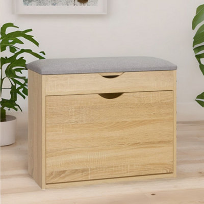 Pirlo Plush Shoe Storage Bench With Cushioned Seat & Hidden Storage from B&Q