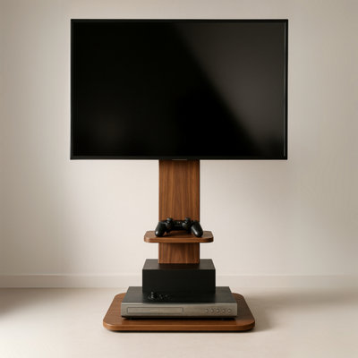 B&Q -  2 Tier Adjustable Tv Floor Stand With 2 Shelves