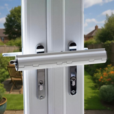 Shield Hardware Patio Door Security LockHeavy Duty French & Conservatory Double HandleVisible Anti-Intruder Deterrent from B&Q