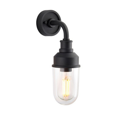 B&Q -  Luminosa Monza Outdoor Wall Lantern Matt BlackClear Glass