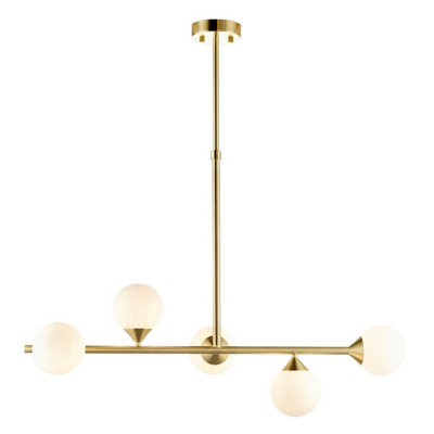 B&Q -  Luminosa Grosseto Batten Satin Brass PlateGloss White Glass