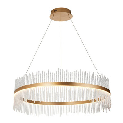 B&Q -  Luminosa Trapani Pendant Ceiling Light Brushed Gold PlatedClear Glass