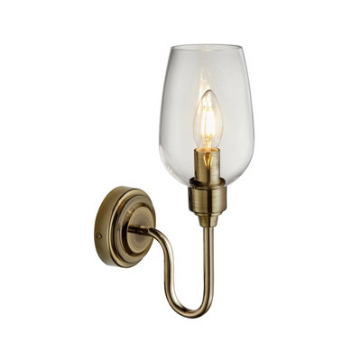 Luminosa Lighting Luminosa Livorno Batten Antique Brass PlateClear Glass from B&Q