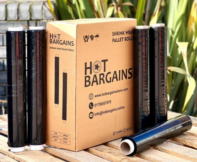 Hot Bargains Black Pallet Wrap 2 Pack 400mm X 250M 25 Micron Strong Stretch Film from B&Q