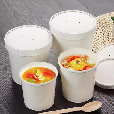 Hot Bargains Soup Containers 250 Pack 32Oz 900Ml Kraft Paper With Lids from B&Q
