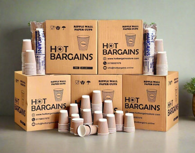 Hot Bargains 12Oz Triple Wall Kraft Coffee Cups - Pack Of 100