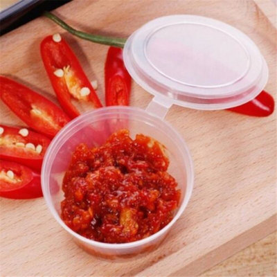 Hot Bargains Hinged Sauce Pots 100 Pack 4Oz 120Ml Clear Round Reusable Containers from B&Q