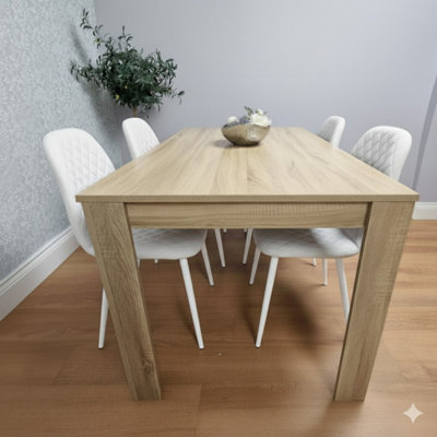 Kosy Koala Wooden Dining Table With 4 Gem Patterned Chairs Oak Effect Table With Chairs White