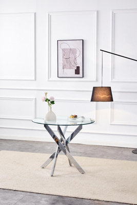 B&Q -  Round Glass Dining Table With Chrome LegsLiving / Dining RoomKitchenFurniture