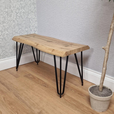 Kosy Koala Wooden Bench With Metal Hairpin Legs For Dining Room, Work, Or Study Black