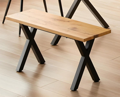Kosy Koala Wooden Bench With Metal Legs For Dining, Work, Or Study Brown
