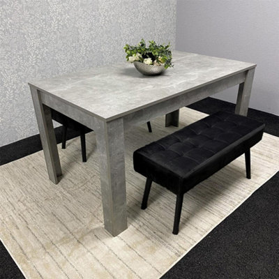 Kosy Koala Wooden Dining Table Set And 2 Benches With Metal Legs Grey