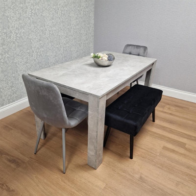 Kosy Koala Grey Wooden Dining Table Set With Chairs And Benches - Dining Furniture Size 2