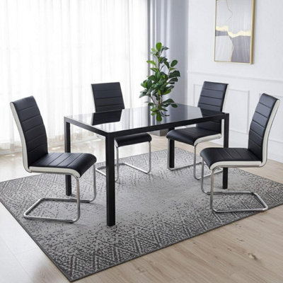 Kosy Koala Round Glass Dining Table And 4 Colour Leather Chairs Grey