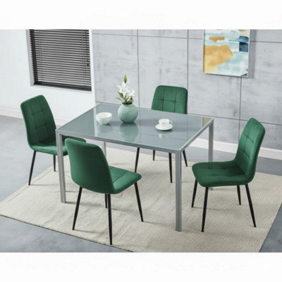 Kosy Koala - Dining Set - 4 Seater - Velvet - Grey - Image 4