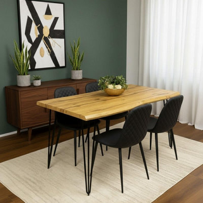 Kosy Koala Black Dining Table Set And Faux Leather Chairs Kitchen Dining Furniture Size 4