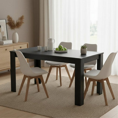 Kosy Koala - Dining Set - 4 Seater - Dark Grey - Wood/Plastic - Image 4