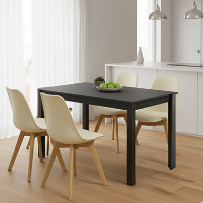 Dining Table Set with 4 Plastic Chairs Modern Dining Furniture - Image 9