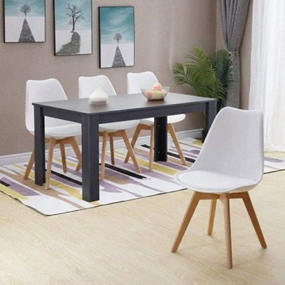 Kosy Koala 4 Seater Dining Set Faux Leather Arrow Design Charcoal and White - Image 4