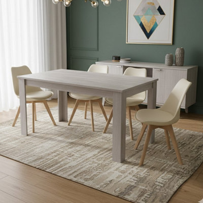 Kosy Koala Grey Dining Table Set With 4 Cream Plastic Chairs Modern Dining Furniture Set from B&Q