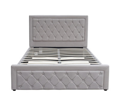 Kosy Koala Ottoman Storage Gaslift Bed 4Ft Small Double Grey Velvet With 4Ft Memory Foam Mattress Bedroom Furniture