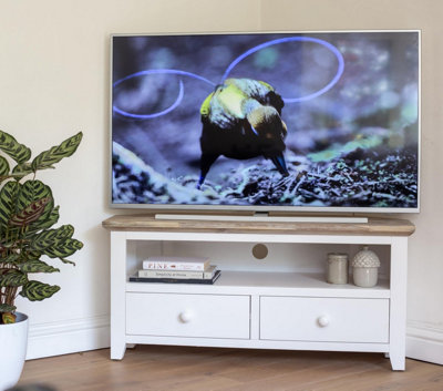 Statement Furniture Florence White Corner Tv Unit With 2 Drawers And Shelf from B&Q