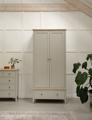 B&Q -  Pembroke Double Wardrobe With Oak TopHarbour Stone