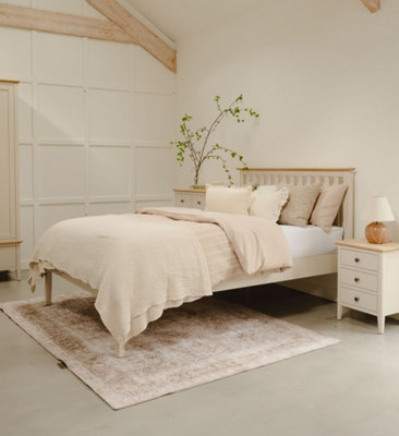 B&Q -  Pembroke Double Bed Frame 4Ft6 With Slatted HeadboardPebble