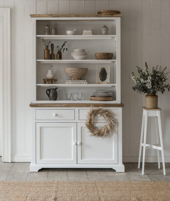 Statement Furniture Florence White Display Cabinet With Height Adjustable Shelves And Cupboard
