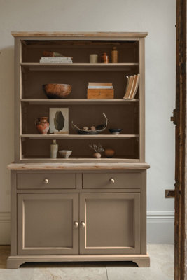 Statement Furniture White/Grey/Green Florence Truffle Display Cabinet With Height Adjustable Shelves And Cupboard